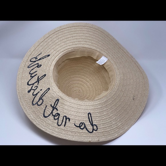 Embroidered Flappy Sun Straw Hat Do Not Disturb - Picture 3 of 4